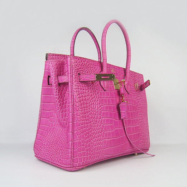 High Quality Fake Hermes Birkin 35CM Crocodile Veins Leather Bag Peach 6089